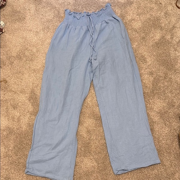 Green goddess Cotton Light Blue Drawstring Pants - Picture 1 of 3